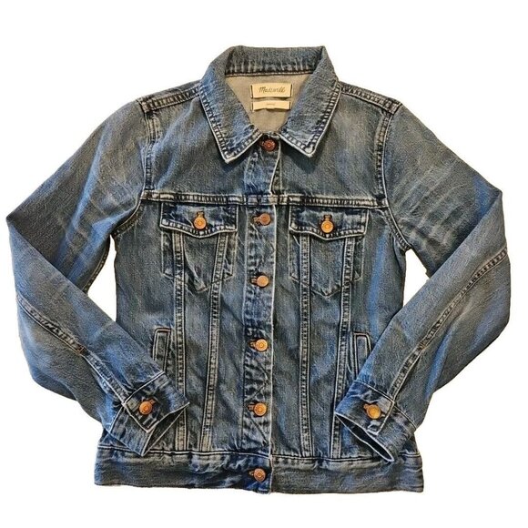 Madewell The Jean Jacket Womens S Classic Pinter Wash Blue Button Trucker Denim - Picture 5 of 10